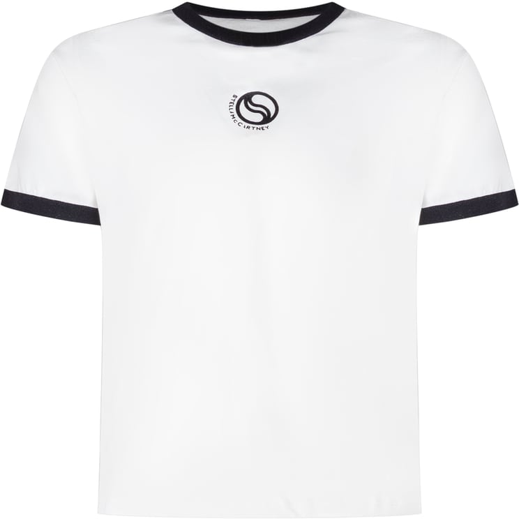 Stella McCartney T-shirt con Profili a Contrasto e Logo Frontale