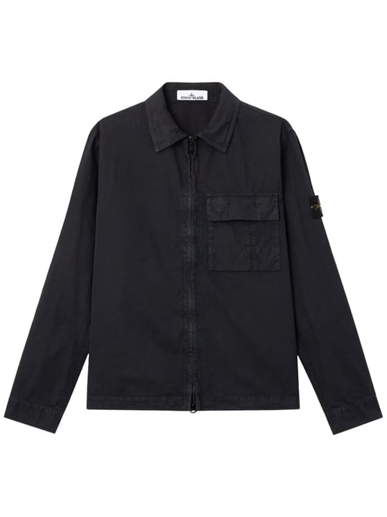 Stone Island Black Minimalist Patch Cotton Shirt