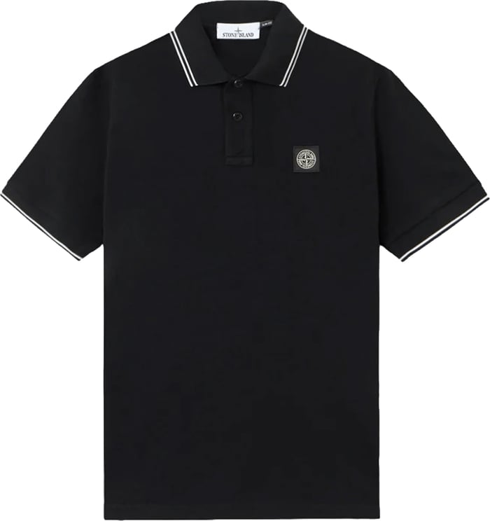 Stone Island Poloshirt van 95% biologisch katoen / 5% elastaan piquéstof, zwart.