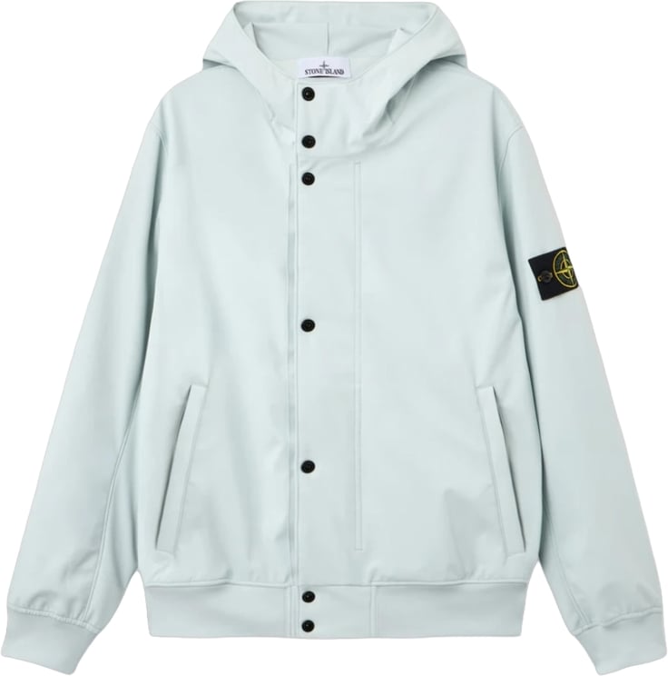 Stone Island Lichte softshell parka met e.dye technologie, korte uitvoering, hemelsblauw.