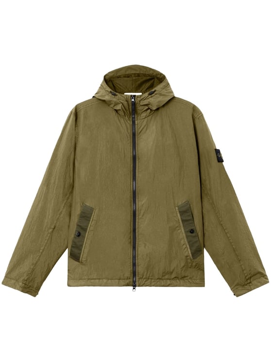 Stone Island Neutrals Crinkled Texture Zippered Jacket