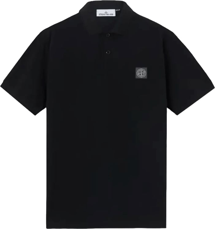Stone Island Poloshirt van 50/2 biologisch katoen piqué, zwart