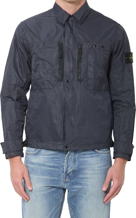 Stone Island Navy blue nylon overshirt