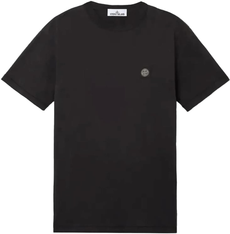 Stone Island T-shirt van 60/2 katoenjersey, zwart.