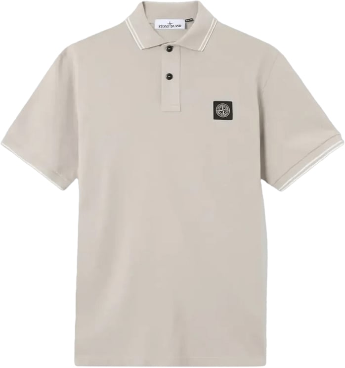 Stone Island Polo shirt van piquéstof (95% biologisch katoen / 5% elastaan) in parelgrijs.
