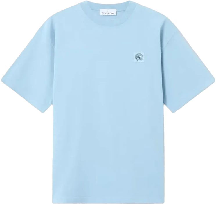 Stone Island T-shirt van gekamd biologisch katoenjersey in lichtblauw.