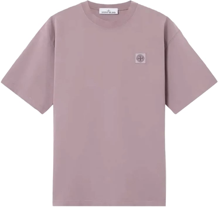 Stone Island T-shirt van gekamd biologisch katoenjersey, paarsgrijs