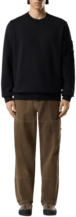 Stone Island Sweatshirt van katoenen fleece met seizoenszak, zwart.