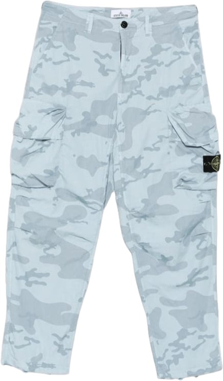 Stone Island Vervaagde camouflage ripstop-TC broek, lichtblauw