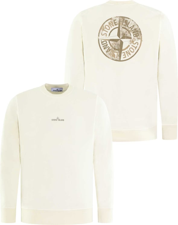 Stone Island Stone Island Heren Logoprint Crew Neck Ivory