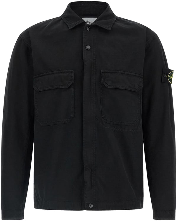Stone Island Heren Two way Zip Overshirt Zwart