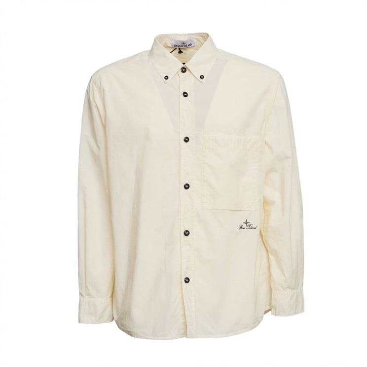 Stone Island Organic Cotton Lettering Oxford Shirt