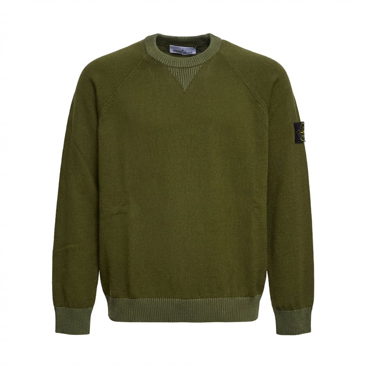 Stone Island Ribbed Cotton Garment Dyed Crewneck Sweater