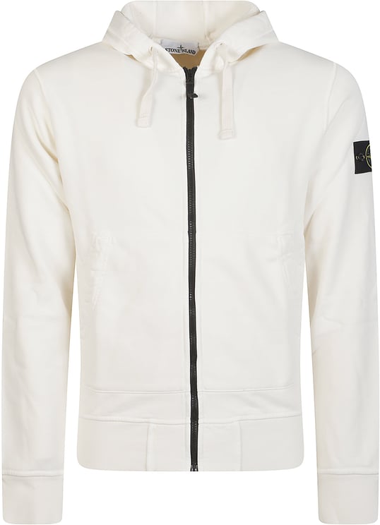 Stone Island Logo Full Zip Sweatshirt White