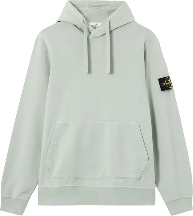 Stone Island Hoodie van biologisch katoen fleece in de kleur saliegroen.