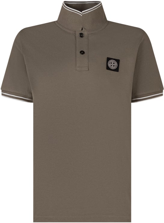 Stone Island Polo a Maniche Corte con Collo a Contrasto e Patch Logo