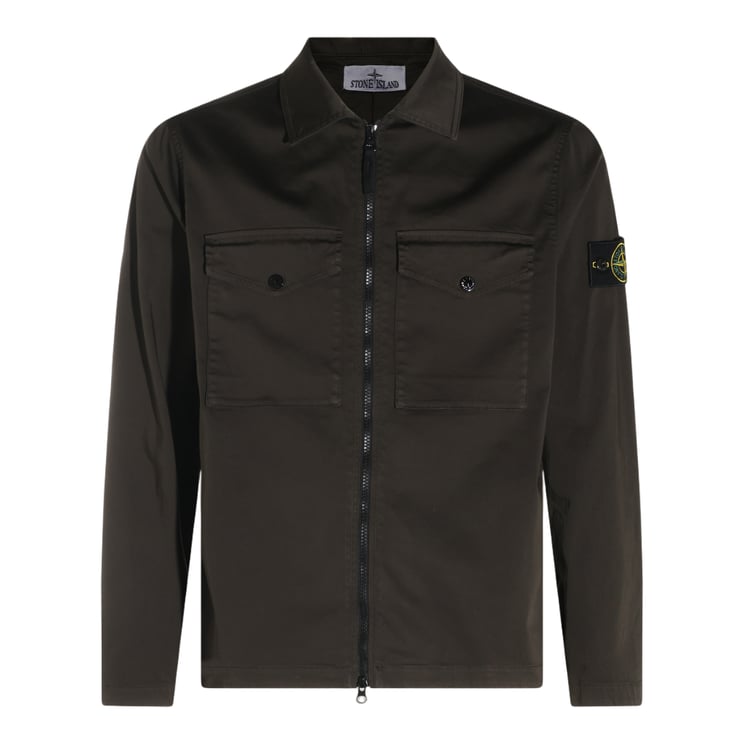 Stone Island Sleek Zip-Up Shirt with Classic Collar