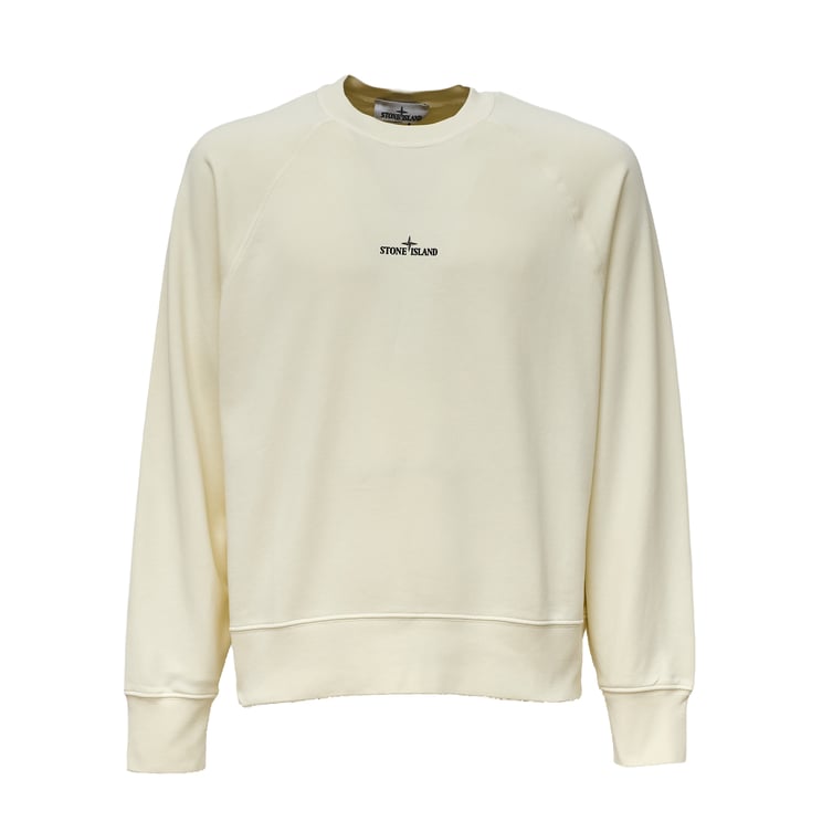 Stone Island Desert Cotton Fleece Sweatshirt with Flocked Logo
