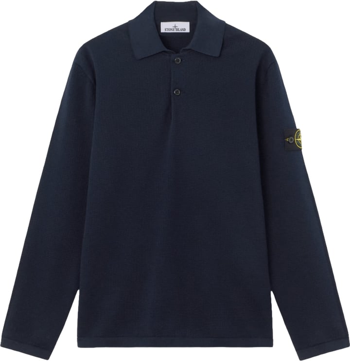 Stone Island Polo shirt van zacht biologisch katoen met microstiksels, marineblauw.