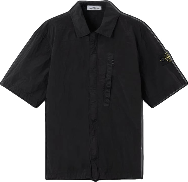 Stone Island NYLON METAL IN ECONYL GEREGENEREERDE NYLON OVERHEMDEN ZWART