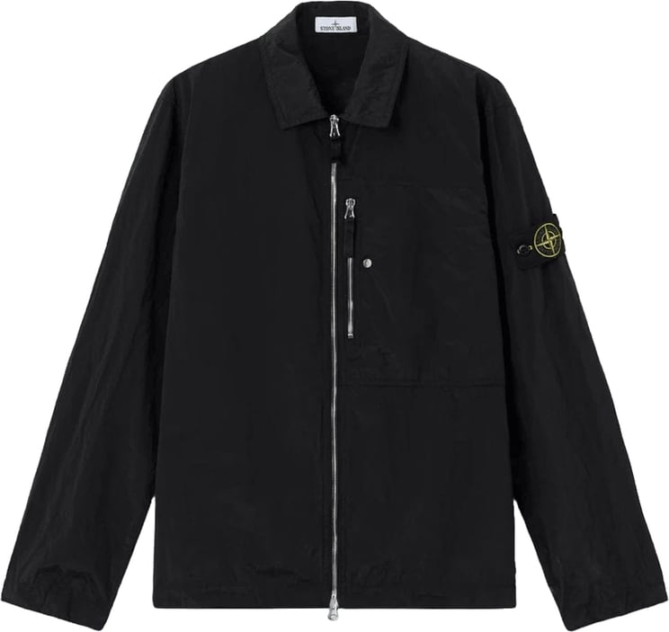 Stone Island NYLON METAL IN ECONYL GEREGENEREERDE NYLON OVERHEMDEN ZWART
