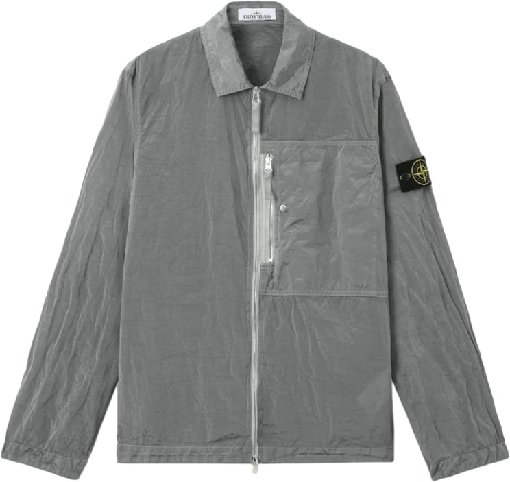 Stone Island NYLON METAL IN ECONYL GEREGENEREERDE NYLON OVERHEMDEN PARELGRIJS