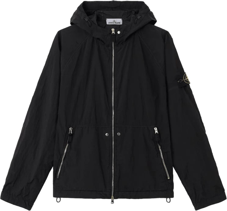 Stone Island NYLON METAL WATRO-TC IN ECONYL GEREGENEREERDE NYLON KORTE PARKA ZWART