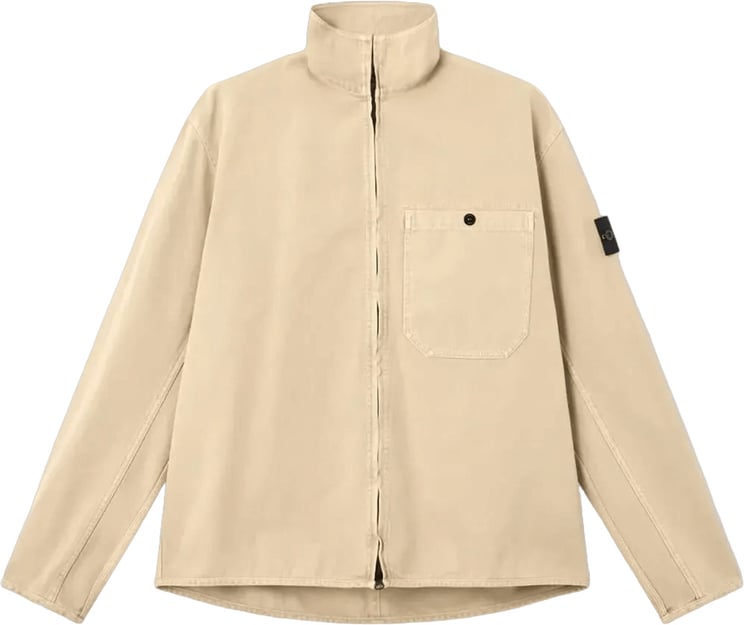 Stone Island OLD' EFFECT ORGANIC PANAMA COTTON SHIRTS DESERT SAND