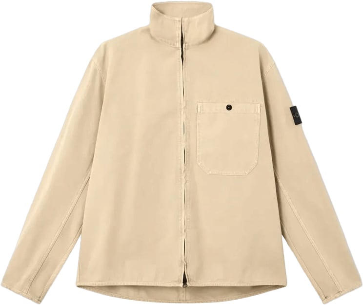 Stone Island OLD' EFFECT ORGANIC PANAMA COTTON SHIRTS DESERT SAND