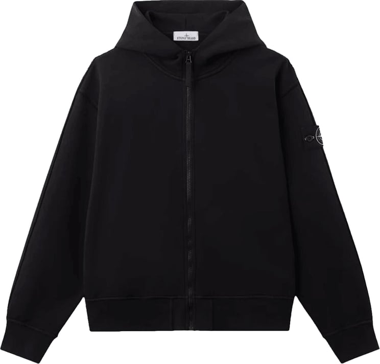 Stone Island Hoodie van biologisch katoen fleece, zwart.