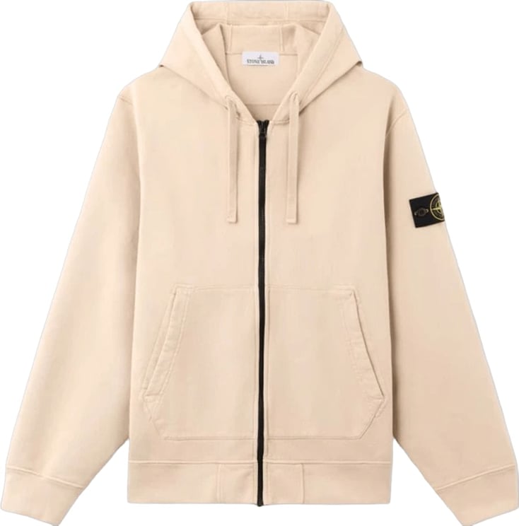 Stone Island Hoodie van biologisch katoen fleece in de kleur Desert Sand.