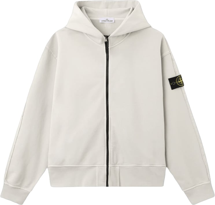 Stone Island Hoodie van biologisch katoen fleece, parelgrijs.