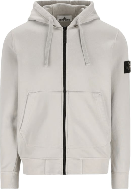 Stone Island Hoodie van biologisch katoen fleece, parelgrijs.