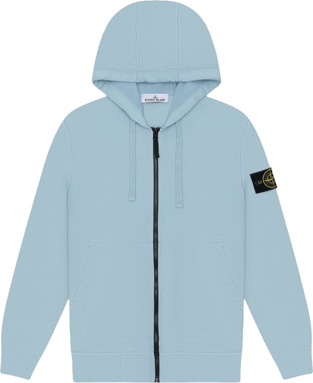Stone Island Hoodie van biologisch katoen fleece in poederblauw.