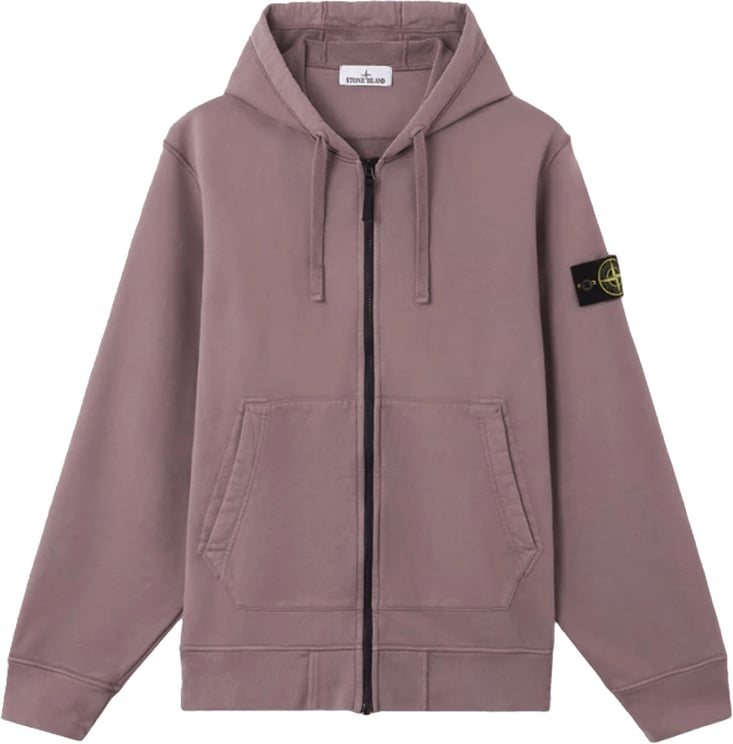 Stone Island Hoodie van biologisch katoen fleece, paarsgrijs