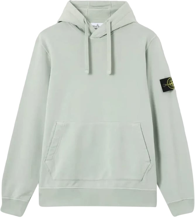 Stone Island Hoodie van biologisch katoen fleece in de kleur saliegroen.
