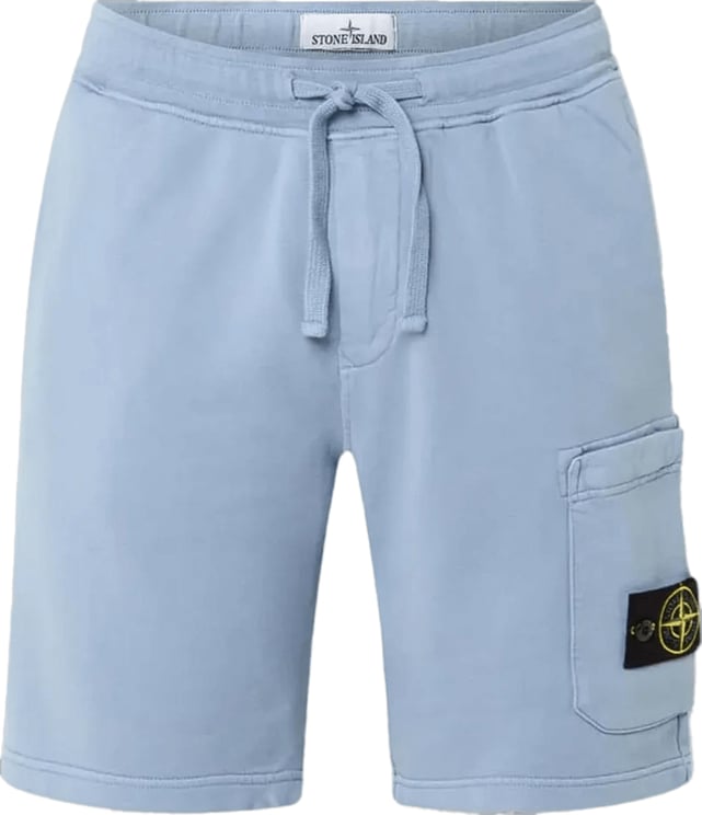 Stone Island Biologische katoenen fleece shorts, lichtblauw
