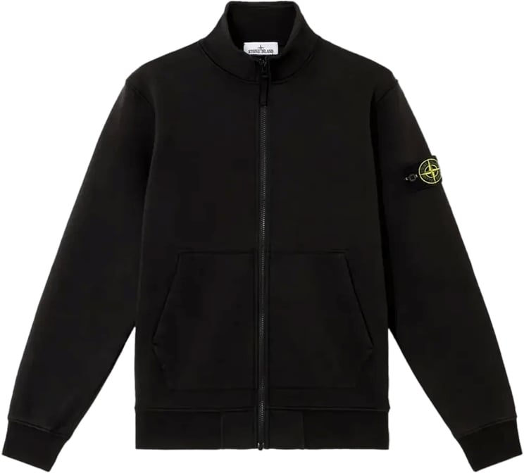 Stone Island Biologische katoenen fleece trui met ritssluiting, zwart