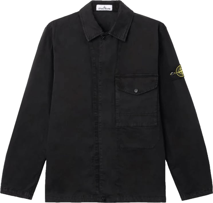 Stone Island Biologisch katoenen stretch gebroken twill shirts zwart