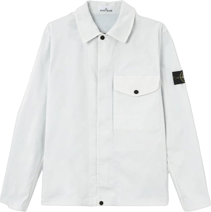 Stone Island Biologisch katoenen stretch gebroken twill shirts, lichtblauw