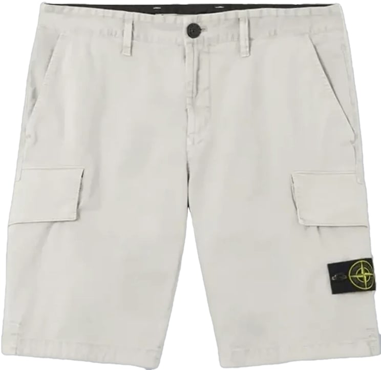 Stone Island Biologisch katoenen stretch short met gebroken twill, parelgrijs