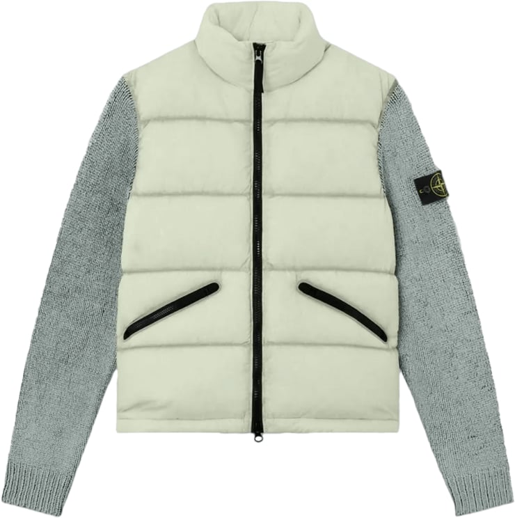 Stone Island JASJE VAN LICHT NYLON TELA MET VERVAAGDE NADEN, SAGE