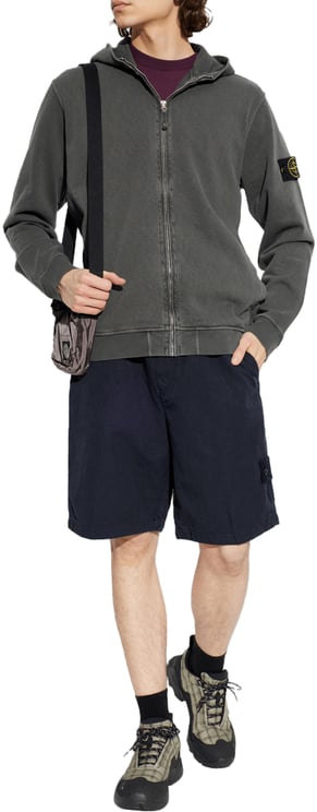 Stone Island SI GHOST katoenen linnen canvas shorts marineblauw