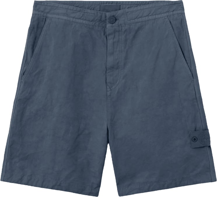 Stone Island SI GHOST KATOEN LINNEN CANVAS SHORTS LEIGRISCH BLAUW