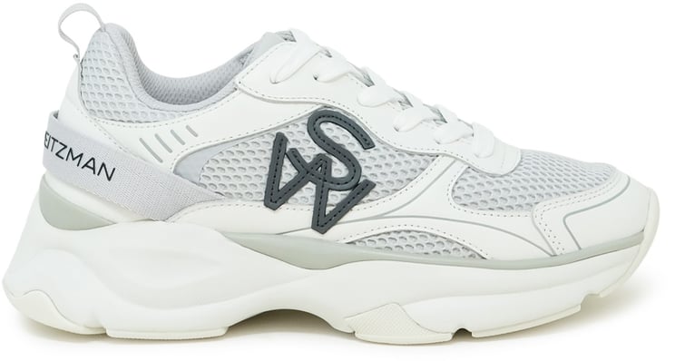 Stuart Weitzman STUART WEITZMAN SH318 GREY AND WHITE CALF LEATHER TRAINER