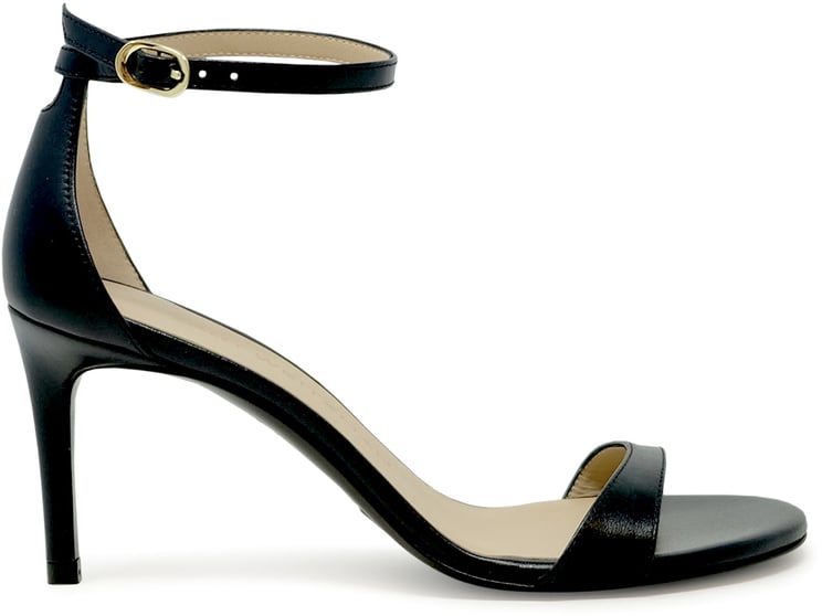 Stuart Weitzman STUART WEITZMAN SK306 BLACK LEATHER NUDIST II 75 SANDALS