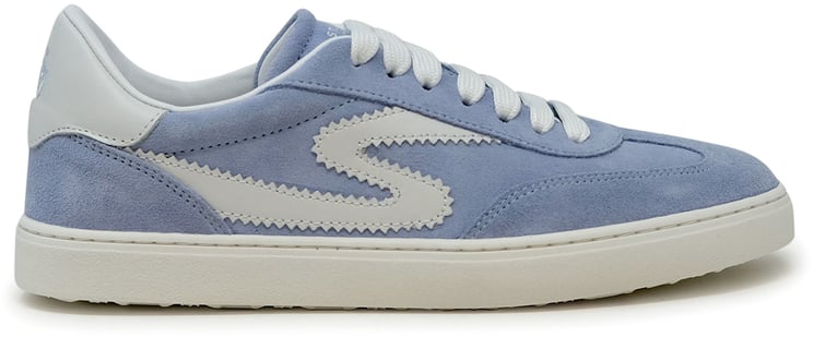 Stuart Weitzman STUART WEITZMAN SK928 LIGHT BLUE AND WHITE LEATHER/SUEDE RUNAROUND SNEAKERS