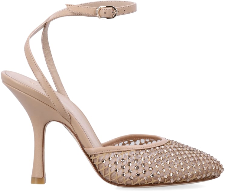 Stuart Weitzman Bare Itall Sandal Pump Crystal Adobe Rose
