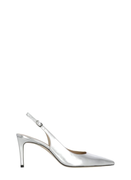 Stuart Weitzman Silver Power 75 Slingback Pumps