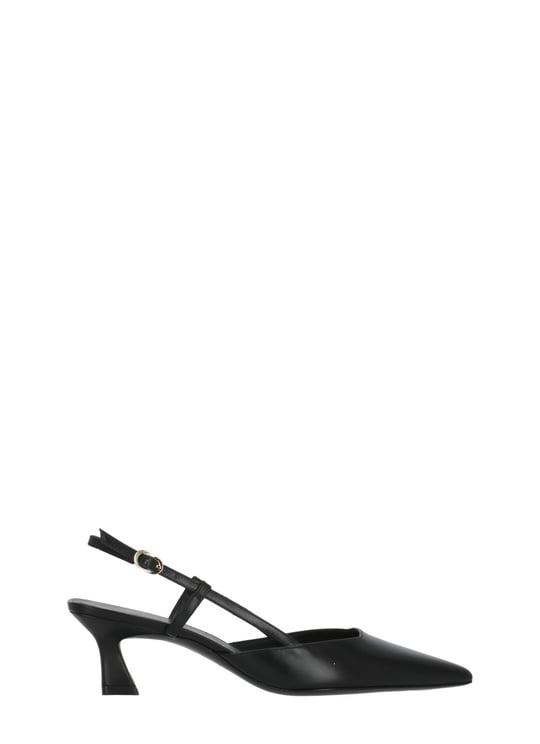 Stuart Weitzman Black Vinnie 50 Polished Leather Slingback